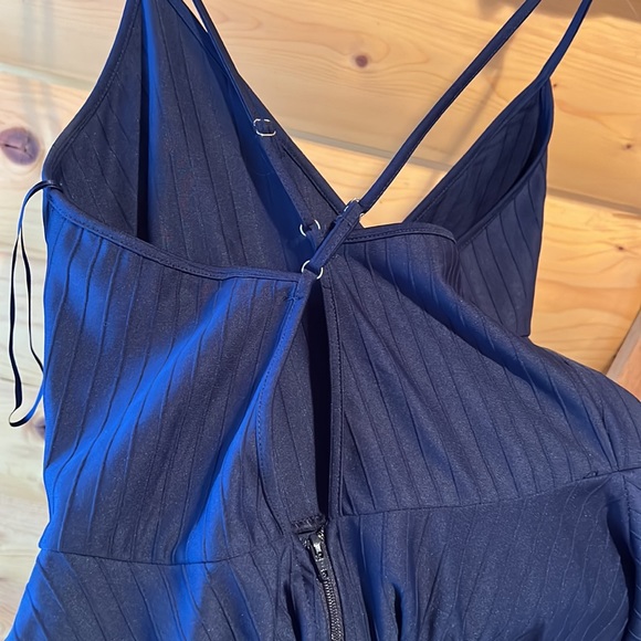 Navy Blue Ribbed Dress - Picture 4 of 4